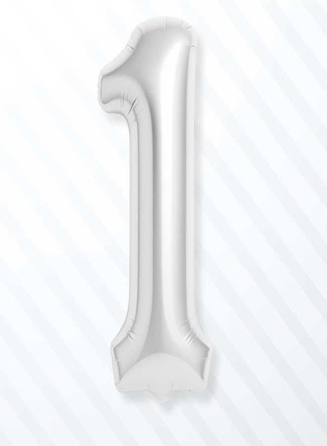 Flyloons 1 number Foil Balloon Silvers 16 inch Size For Kids Boys Girls Birthday Decoration Items 1st Year Balloons Set First - Image 1